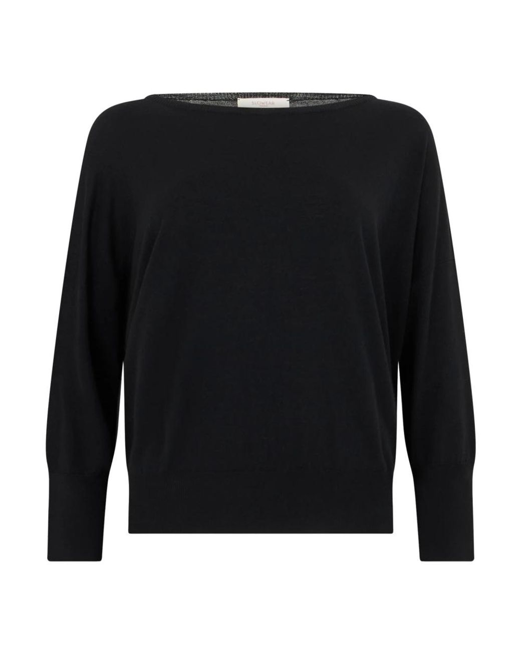 Slowear Trui Met Wijde Kraag in het Black