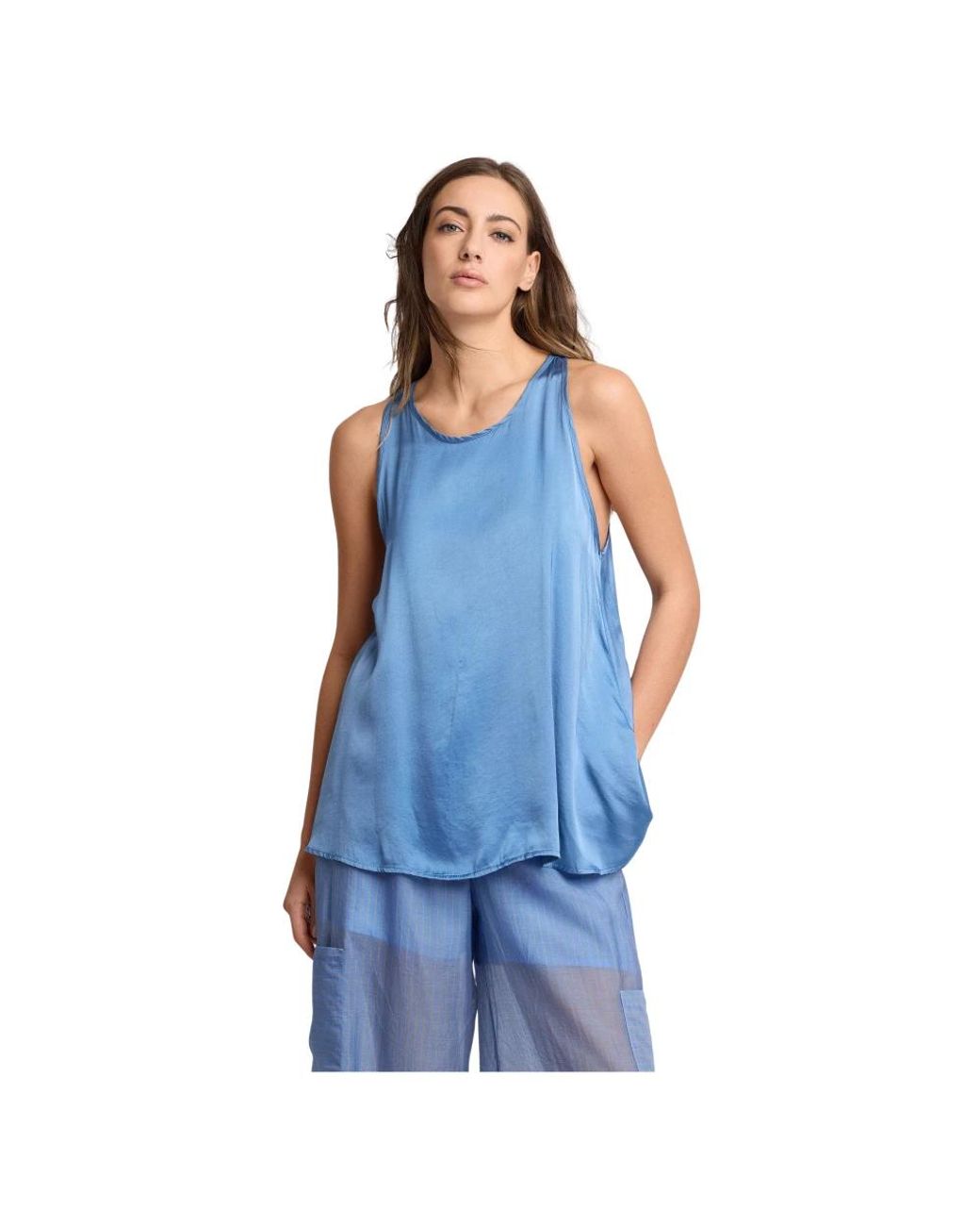 Kocca Sleeveless Viscose Top in het Blue