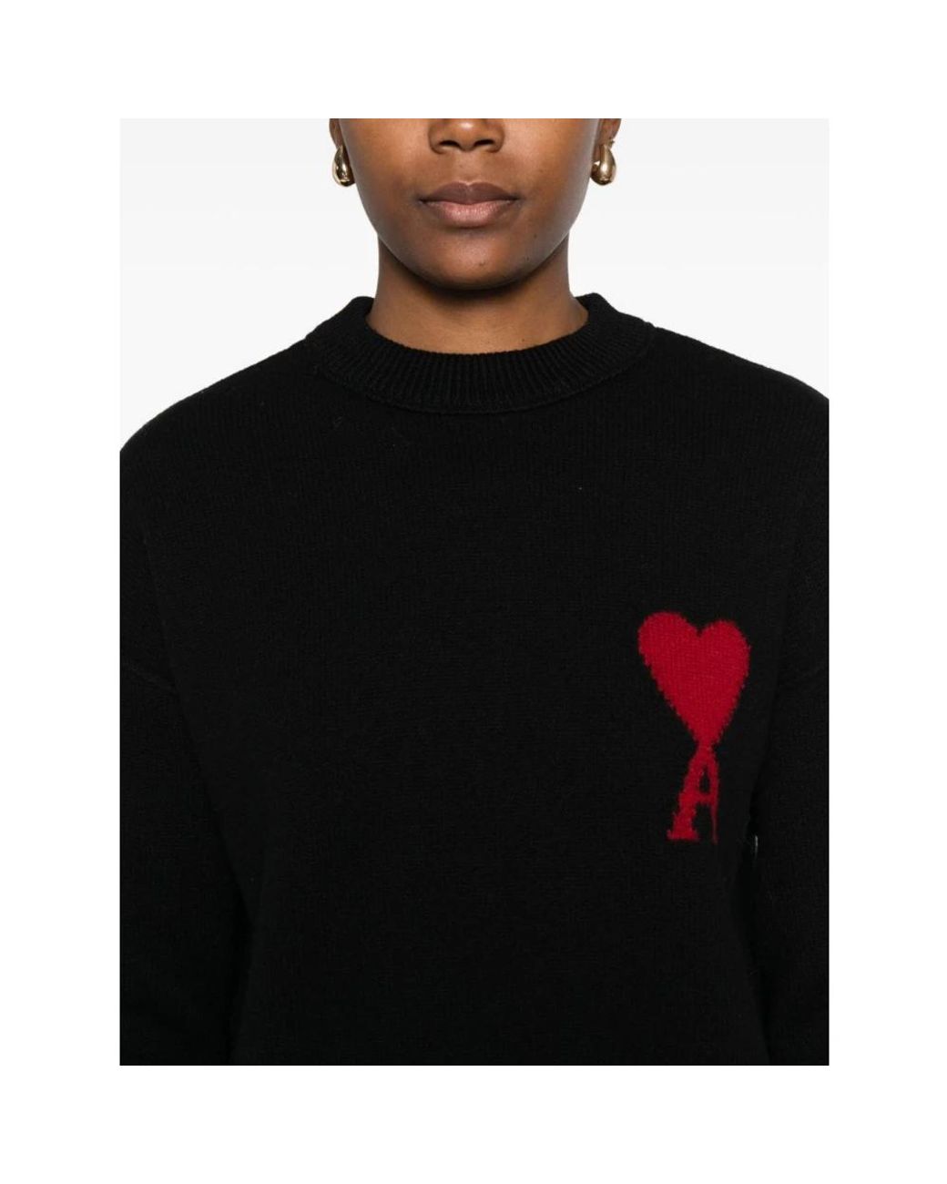 AMI Black Round-Neck Knitwear
