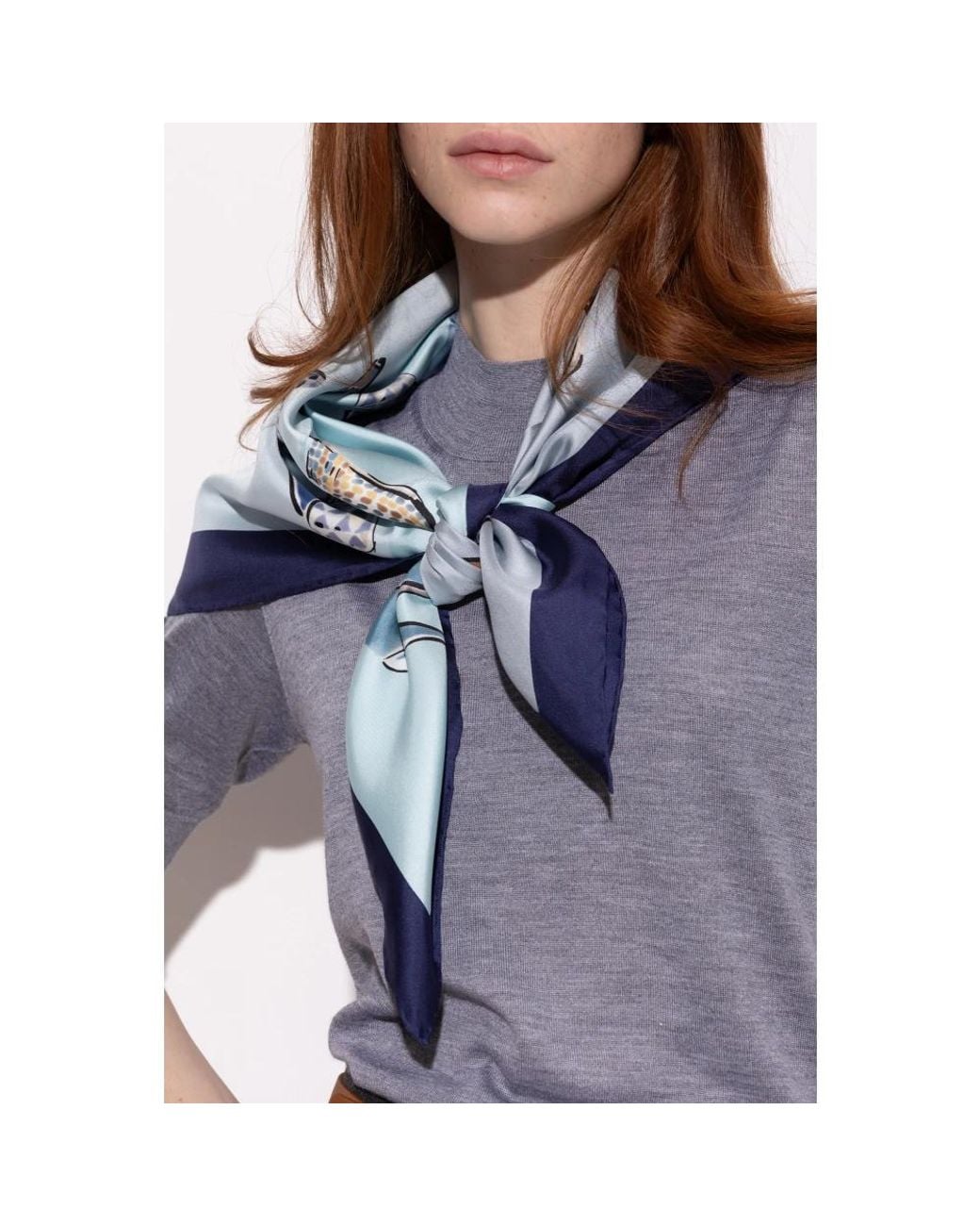 Ferragamo Blue Silky Scarves