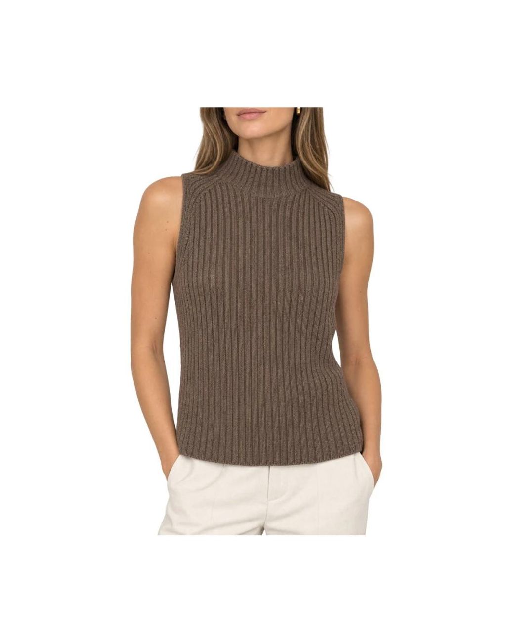Gran Sasso Brown Mock-Neck-Pullover