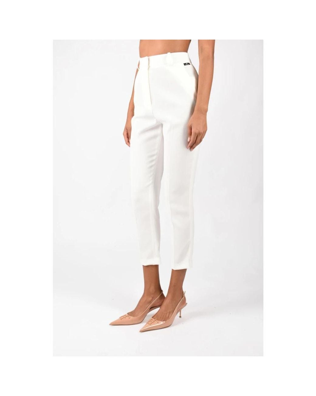 Elisabetta Franchi White Cropped Trousers