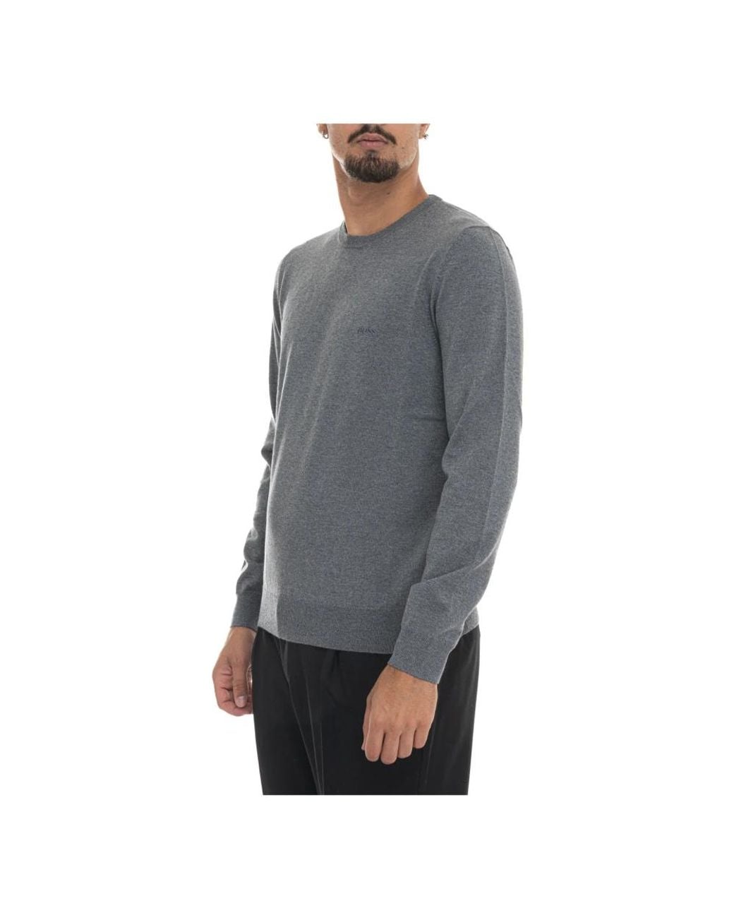 Boss Gray Round-Neck Knitwear for men