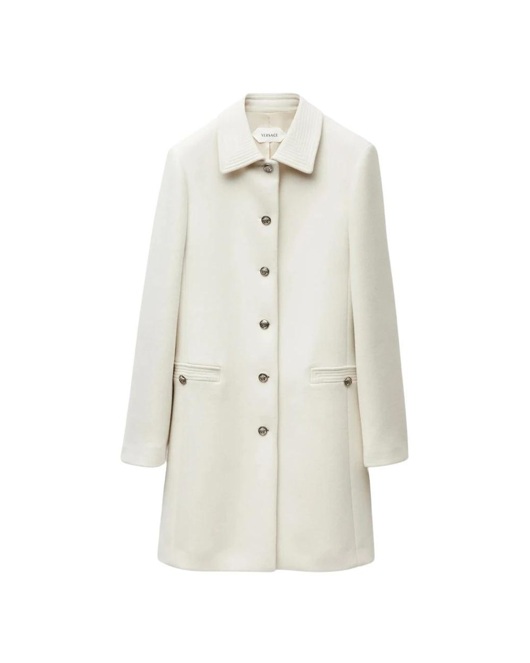Versace Jassen ,Wit ,Wol Double-Wool Coat in het White