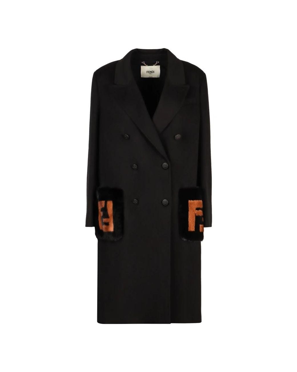 Double-Breasted Coats Fendi de color Black