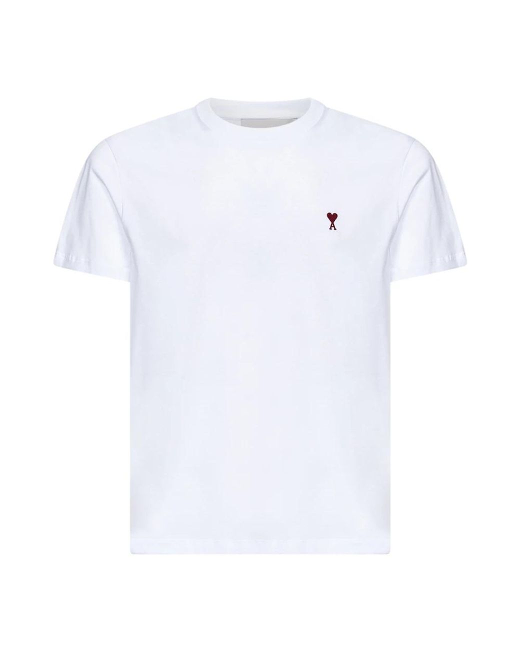 AMI Tops ,Wit ,Katoen T-Shirts En Poloshirts in het White voor heren