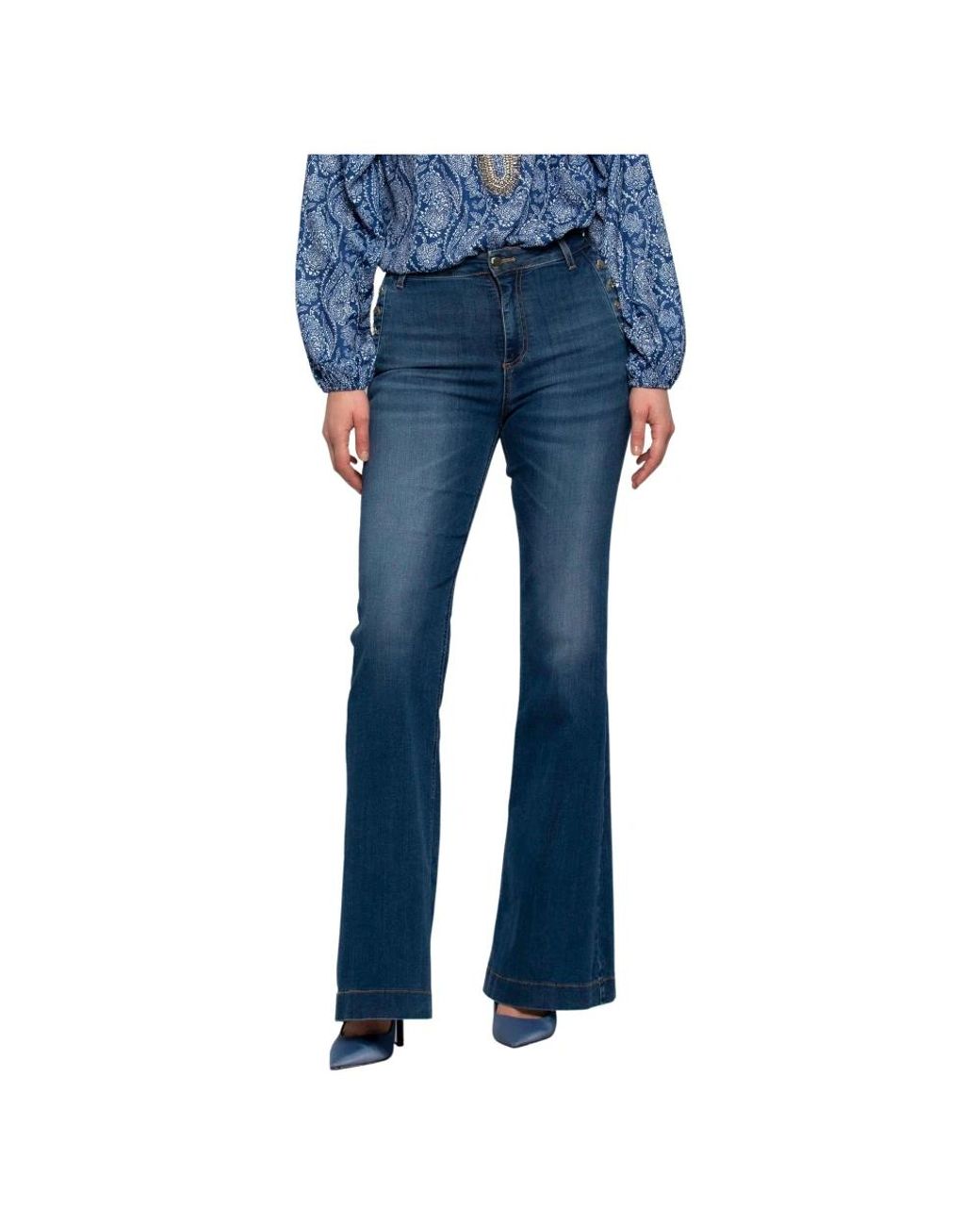 Kocca Jeans ,Blauw ,Katoen High-Waisted Denim En Katoenen Broek in het Blue