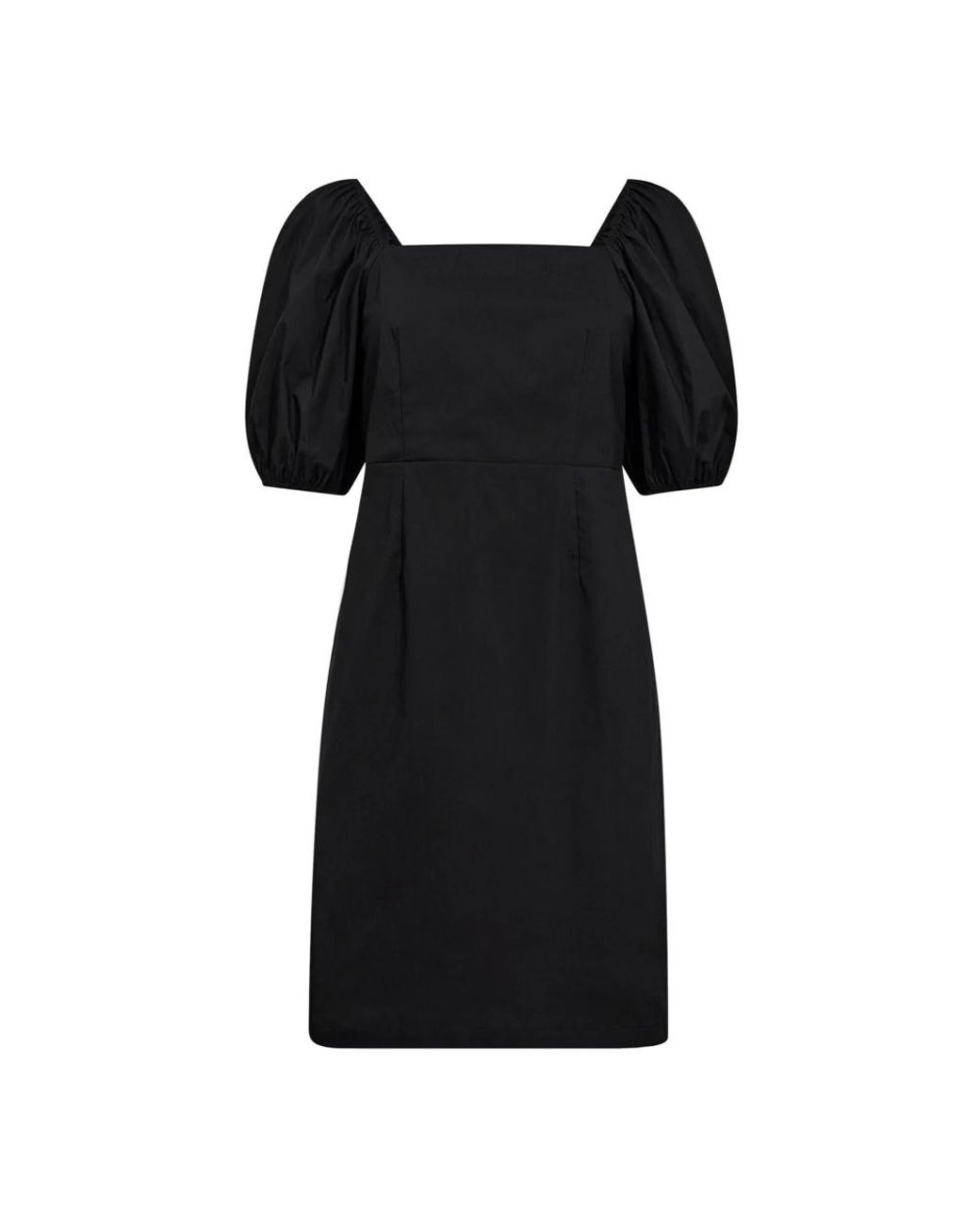 co'couture Kleedjes ,Zwart ,Katoen Zwarte Knoopjurk Met Pofmouwen in het Black
