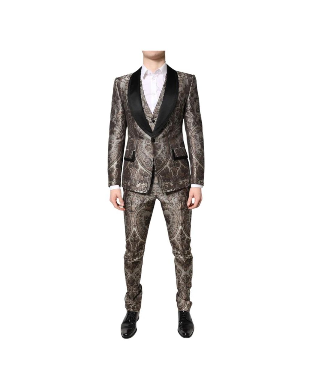 Dolce & Gabbana Kostuums ,Veelkleurig ,Polyester Jacquard 3-Delig Pak in het Black voor heren