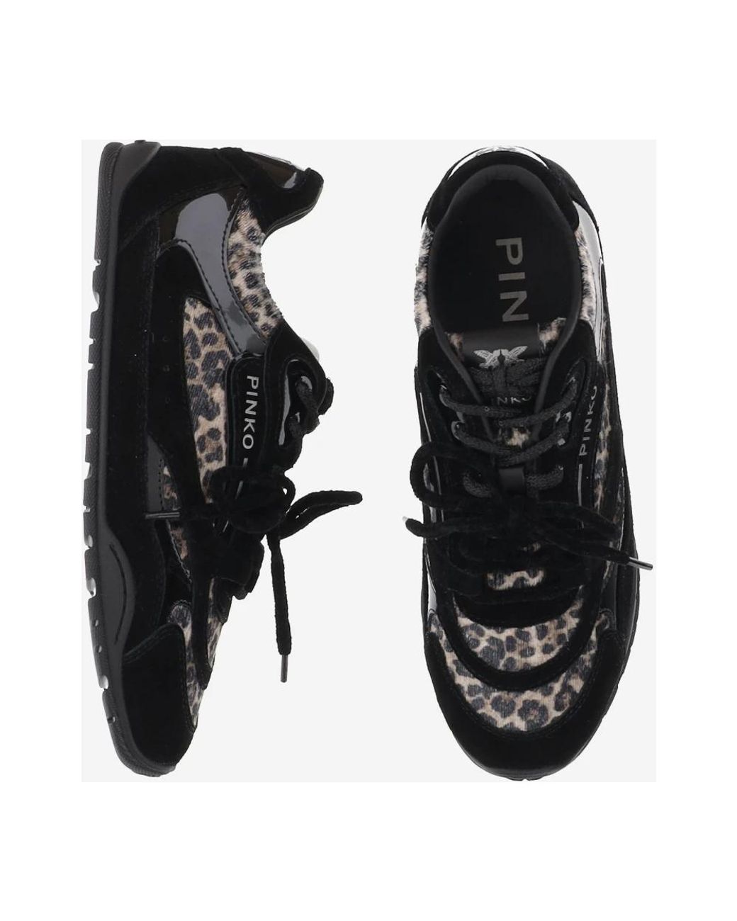 Pinko Black Sneakers Yulia Leather And Mesh Upper: Cow Trainers