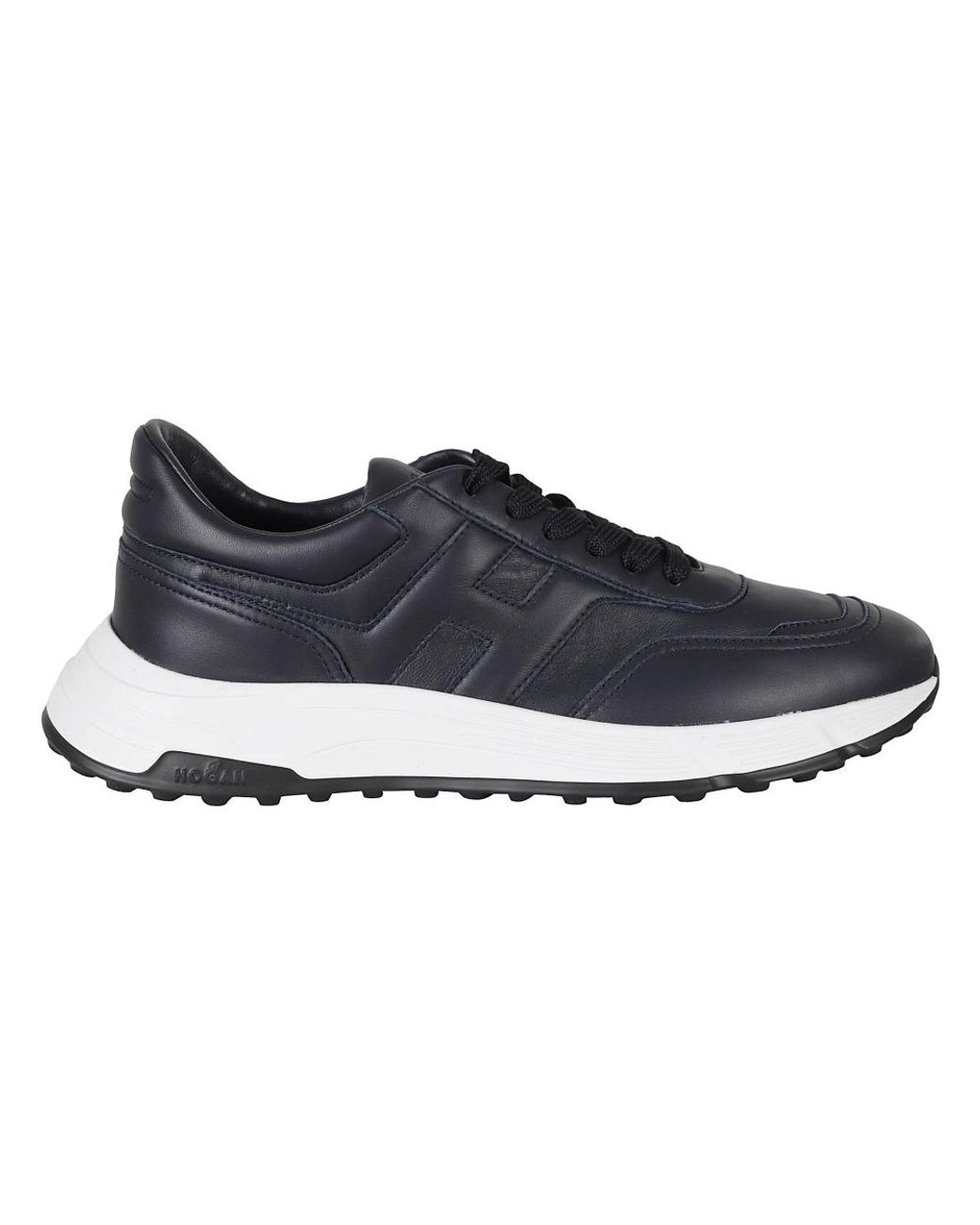 Hogan Blue Hyperlight Smooth Leather Rubber Sole Leather Sneakers for men
