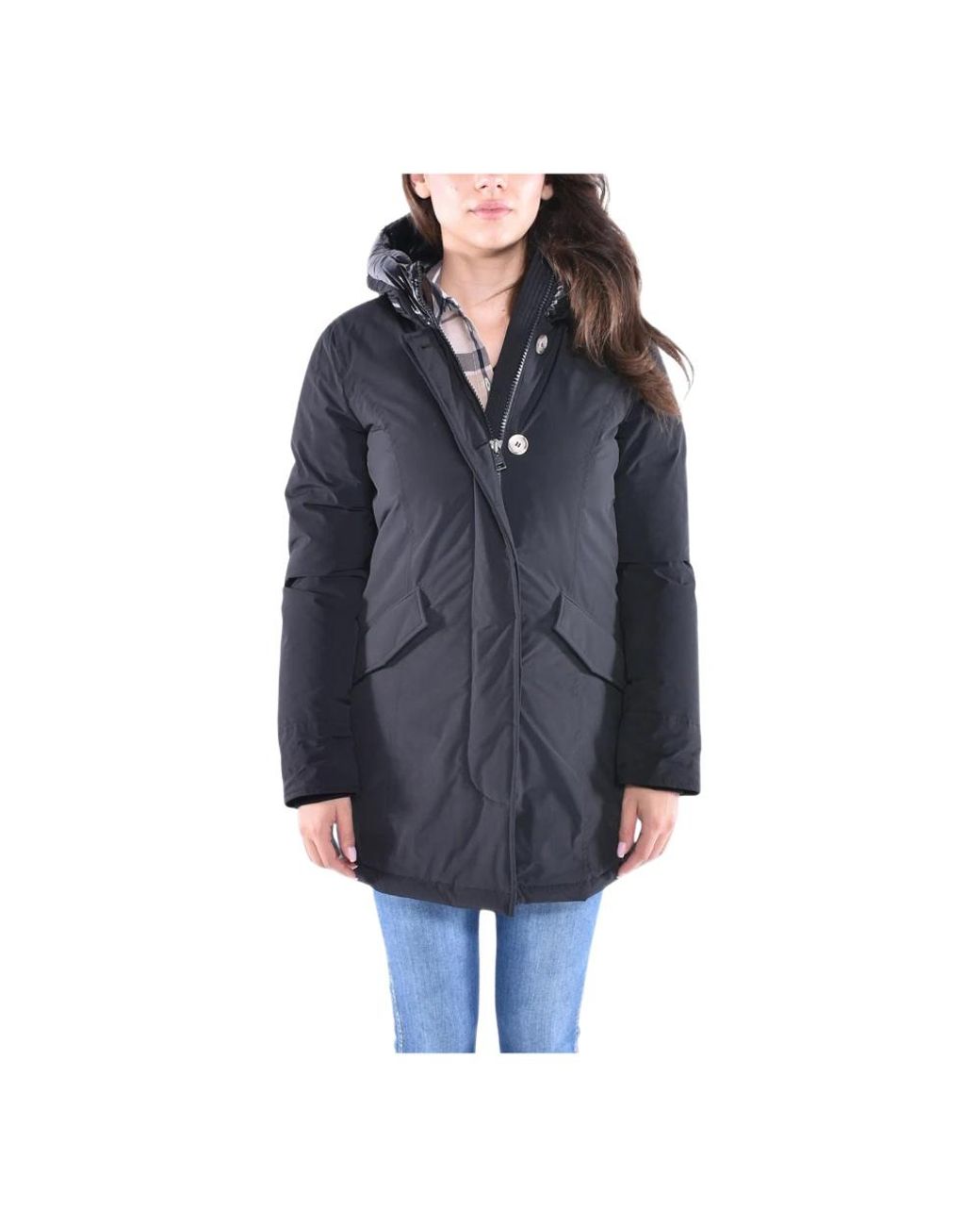 Woolrich Jassen ,Zwart ,Polyester Arctische Parka Met Urban Touch Stof in het Blue