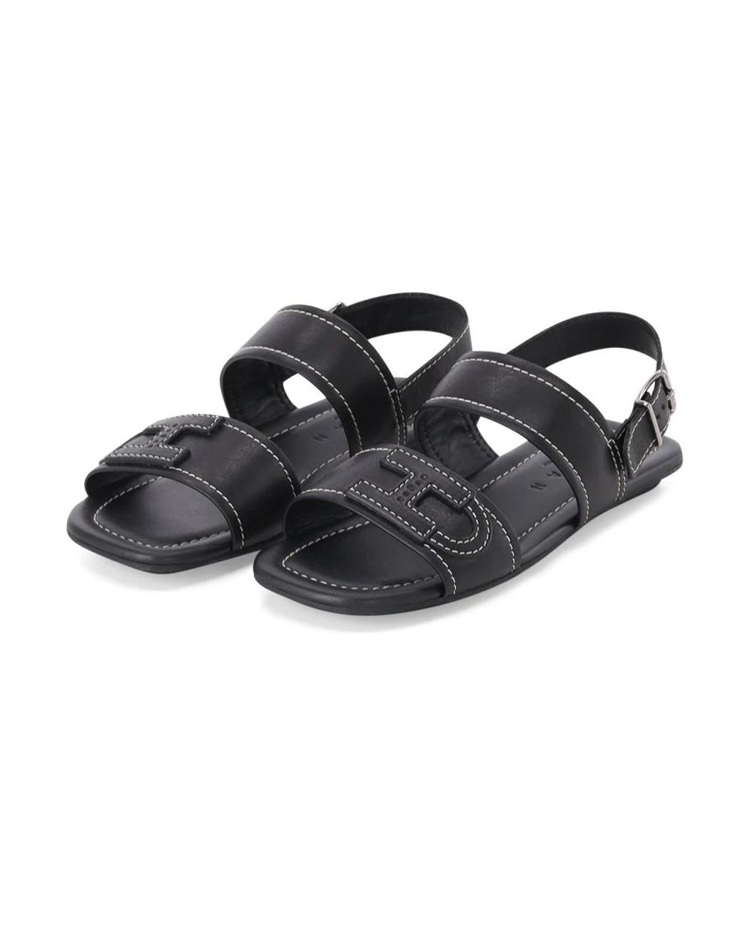 Hogan Black Flat Sandals