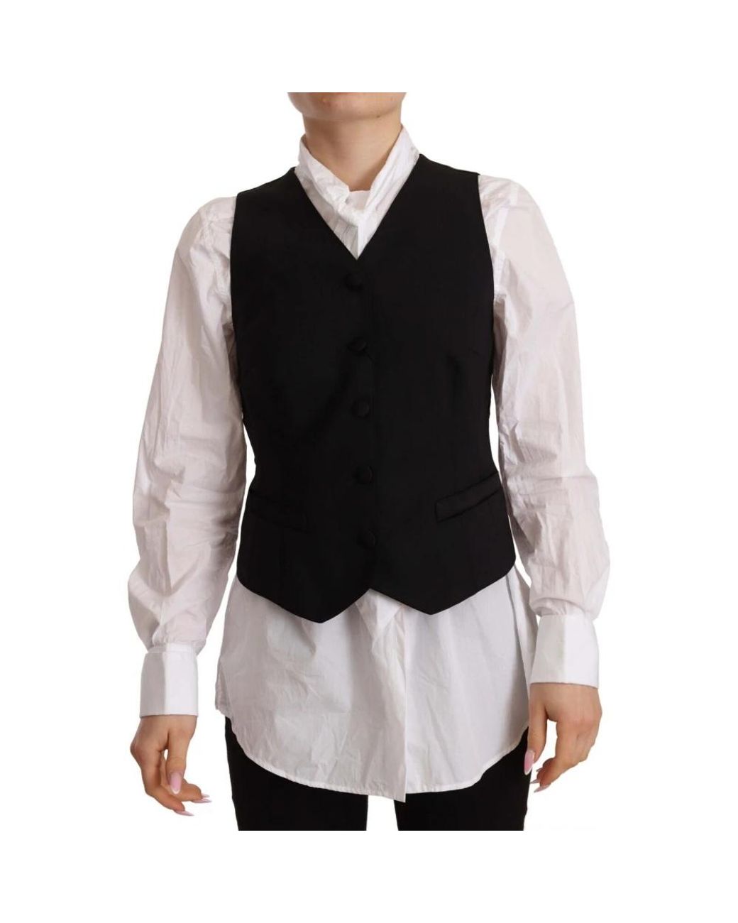 Dolce & Gabbana Black Elegant Wool Blend Waistcoat