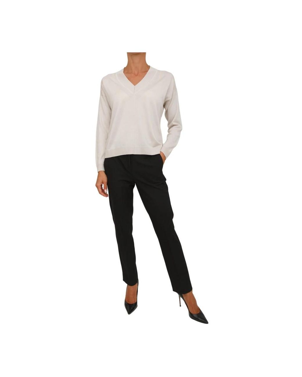Anna Molinari Gray V-Neck Knitwear