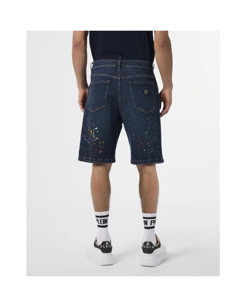 Philipp Plein Blue Denim Shorts for men