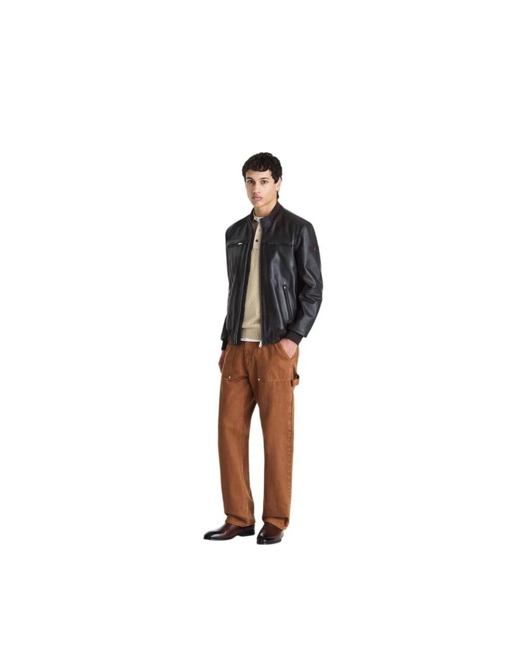 Peuterey Black Leather Jackets for men