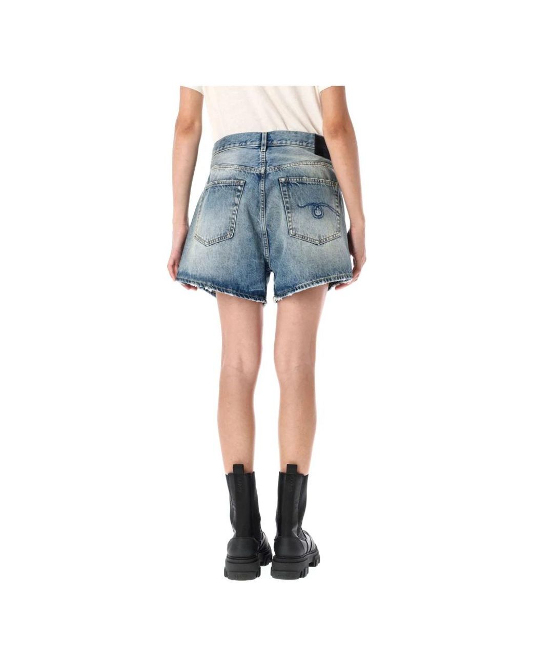 R13 Blue Denim Shorts