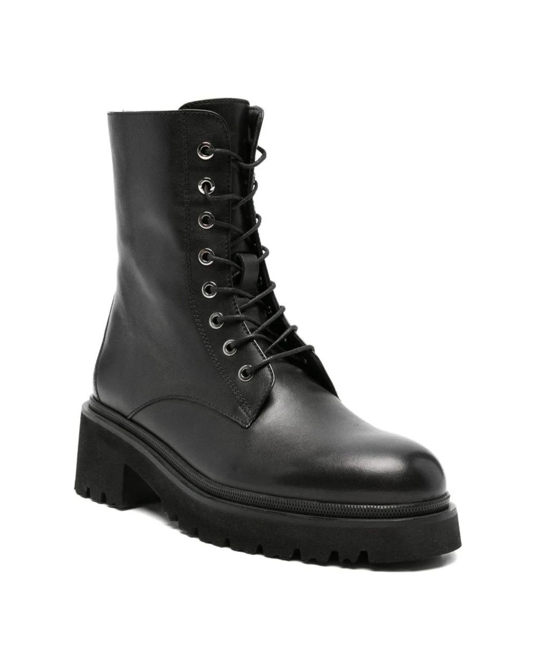 ADRIANNA FERETTI Black Lace-Up Boots