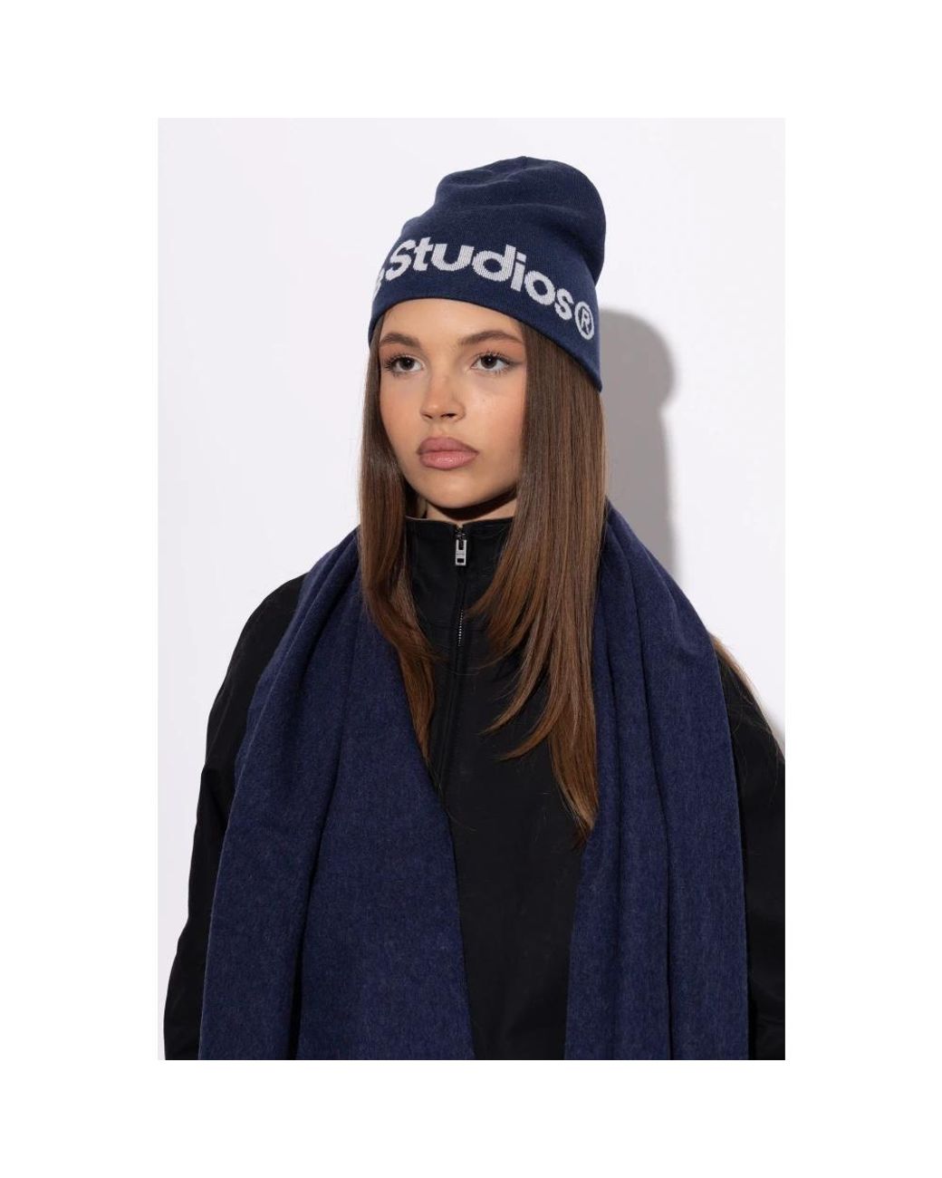 Acne Blue Wollmütze Mit Logo