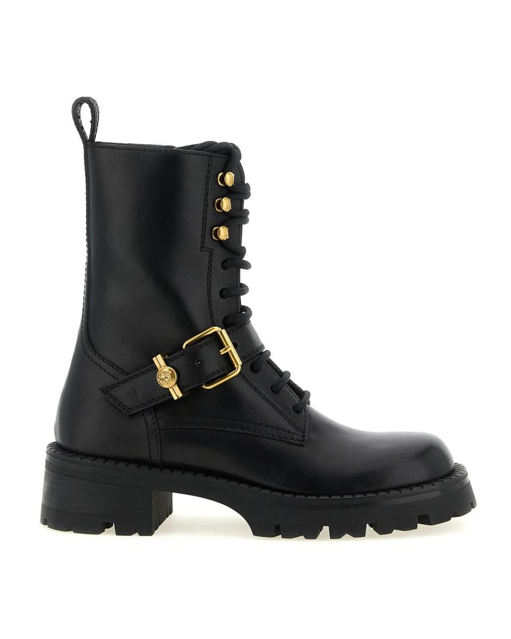 Versace Black Lace-Up Boots