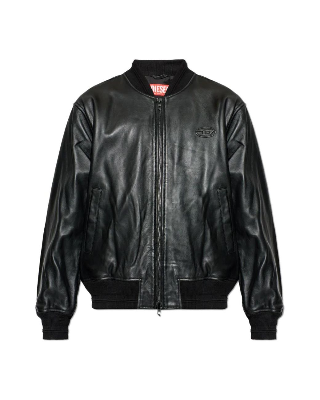 DIESEL Black Leather Jackets for men