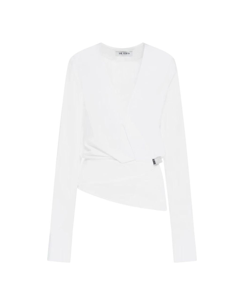 The Attico Overhemden ,Wit ,Katoen Blouse Met Wikkeldesign in het White