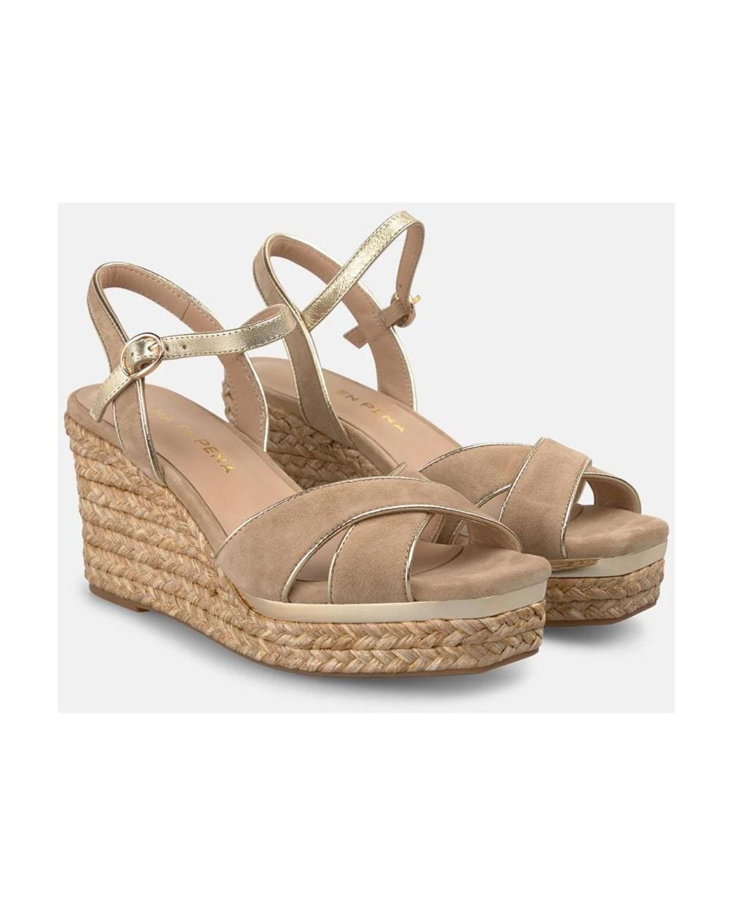 Alma En Pena. Metallic Double Cross Strap Esparto Sandal