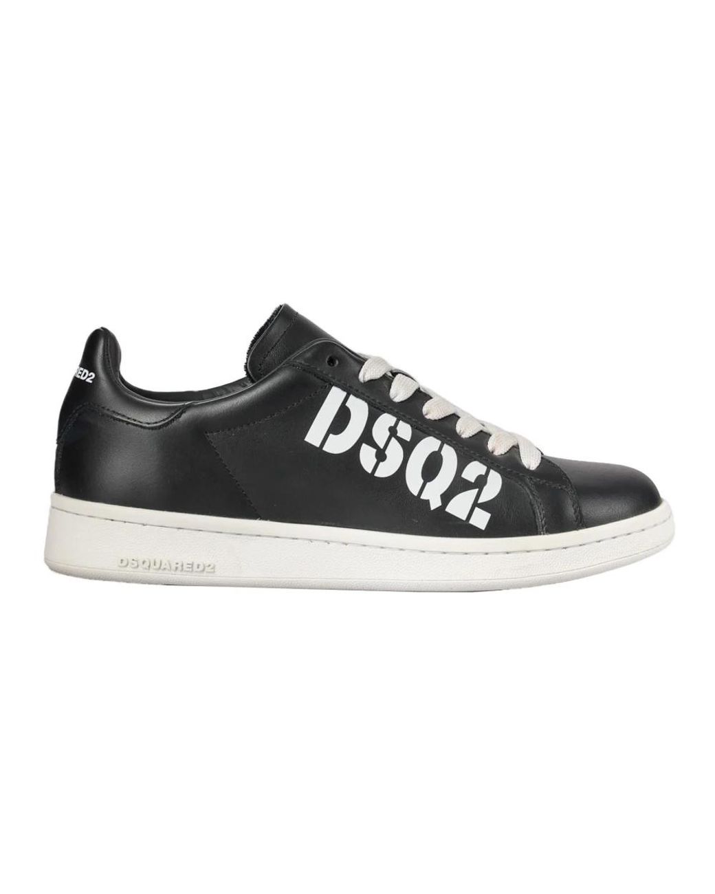 DSquared² Schwarze ledersneaker mit logo in Black für Herren