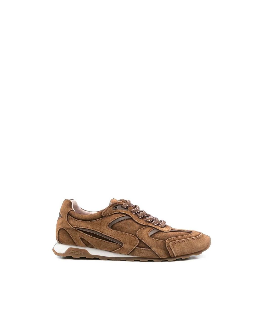 Ash Brown Suede Panelled Sneakers