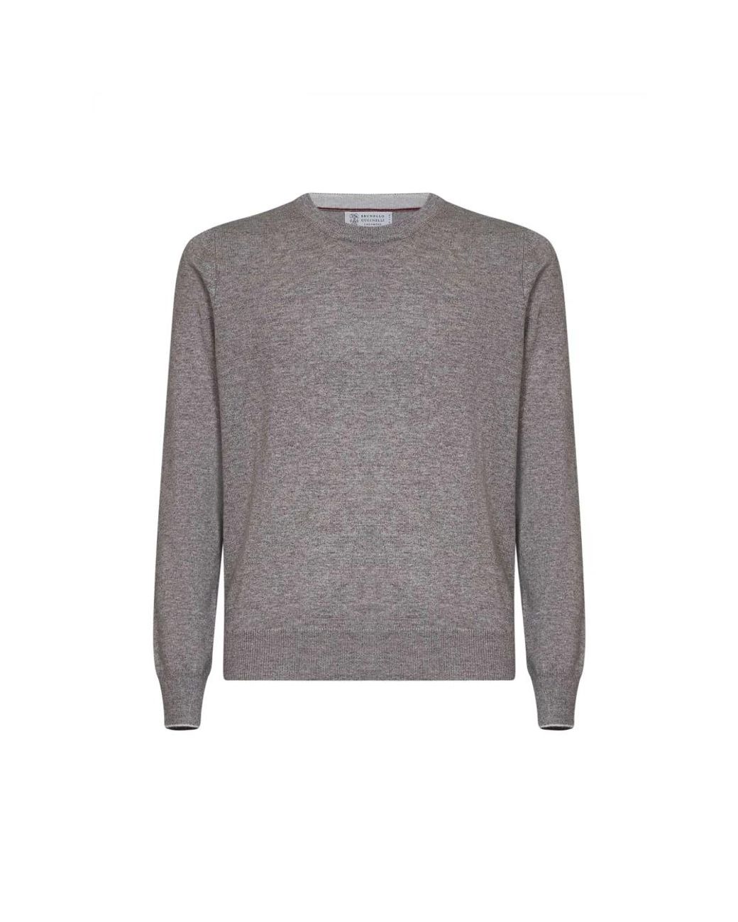 Brunello Cucinelli Gray Round-Neck Knitwear for men