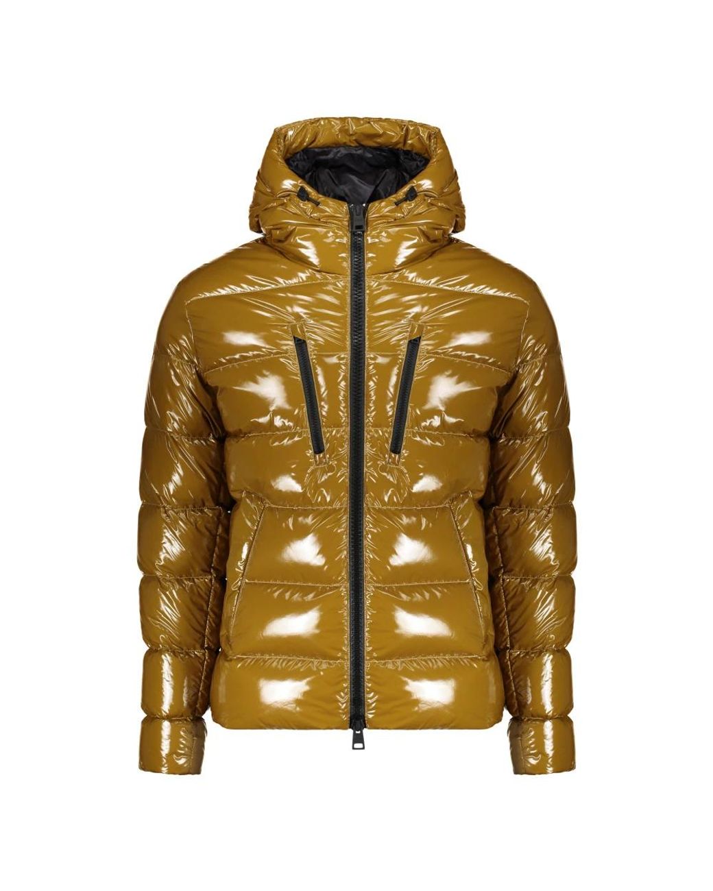Herno Jassen ,Groen ,Leer Donsjack Met Capuchon in het Metallic voor heren