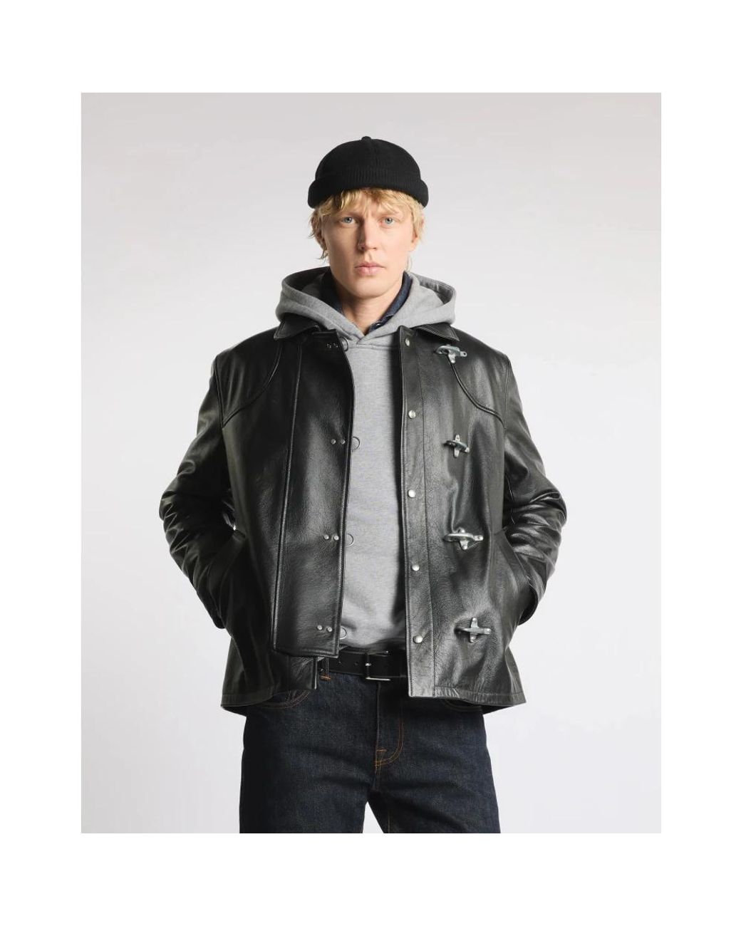 Fay Black Leather Jackets for men