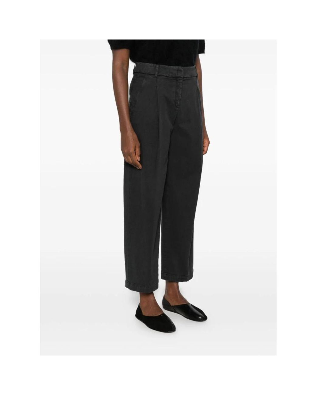 Via Masini 80 Black Cropped Trousers