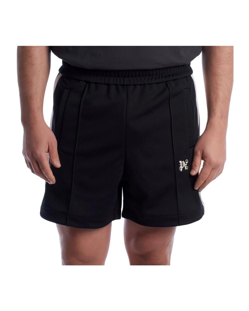 Palm Angels Monogram Track Shorts in het Black voor heren