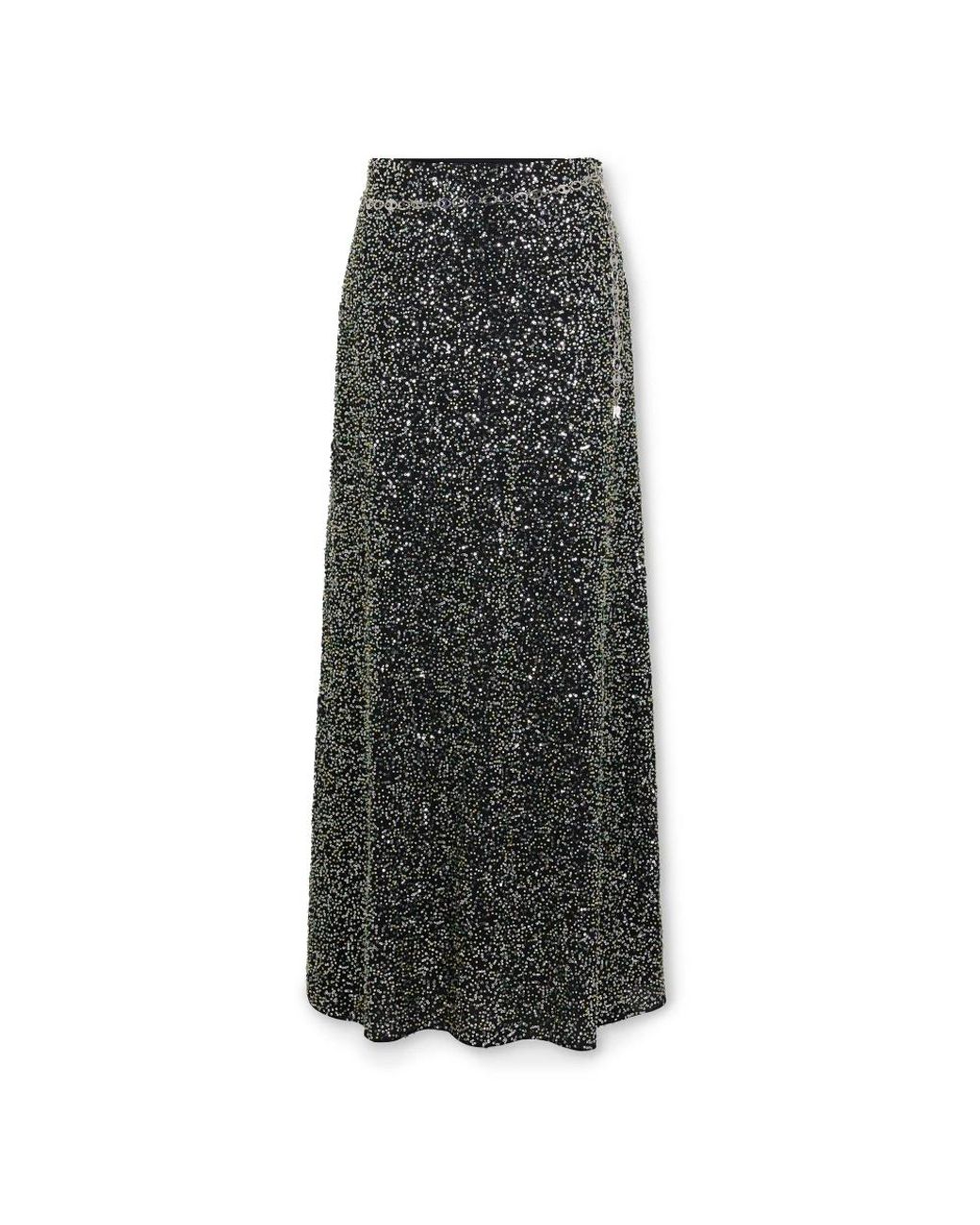 Rabanne Rokken ,Zwart ,Pailletten Zwarte Paillet Geborduurde Midi Rok in het Gray