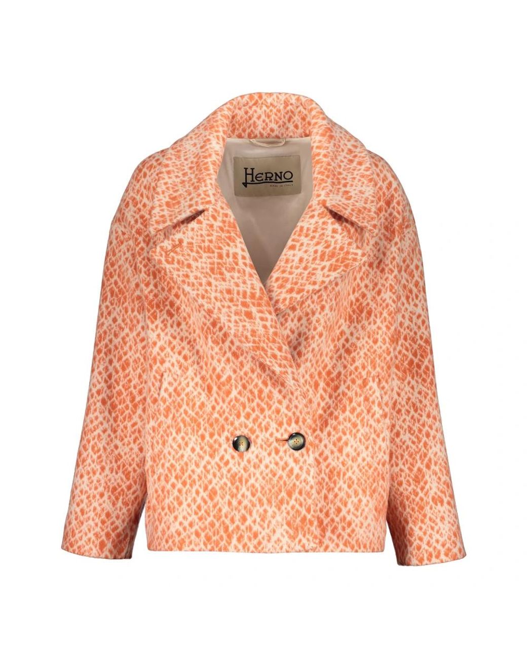 Herno Jassen ,Oranje ,Wol Double-Breasted Short Jacket in het Orange