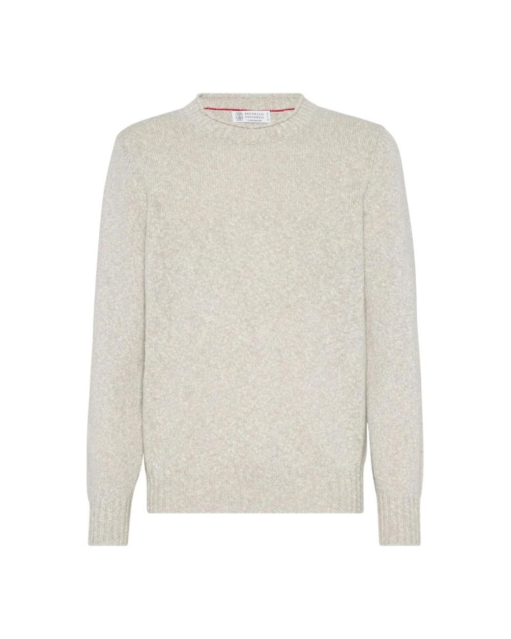 Brunello Cucinelli White Round-Neck Knitwear for men