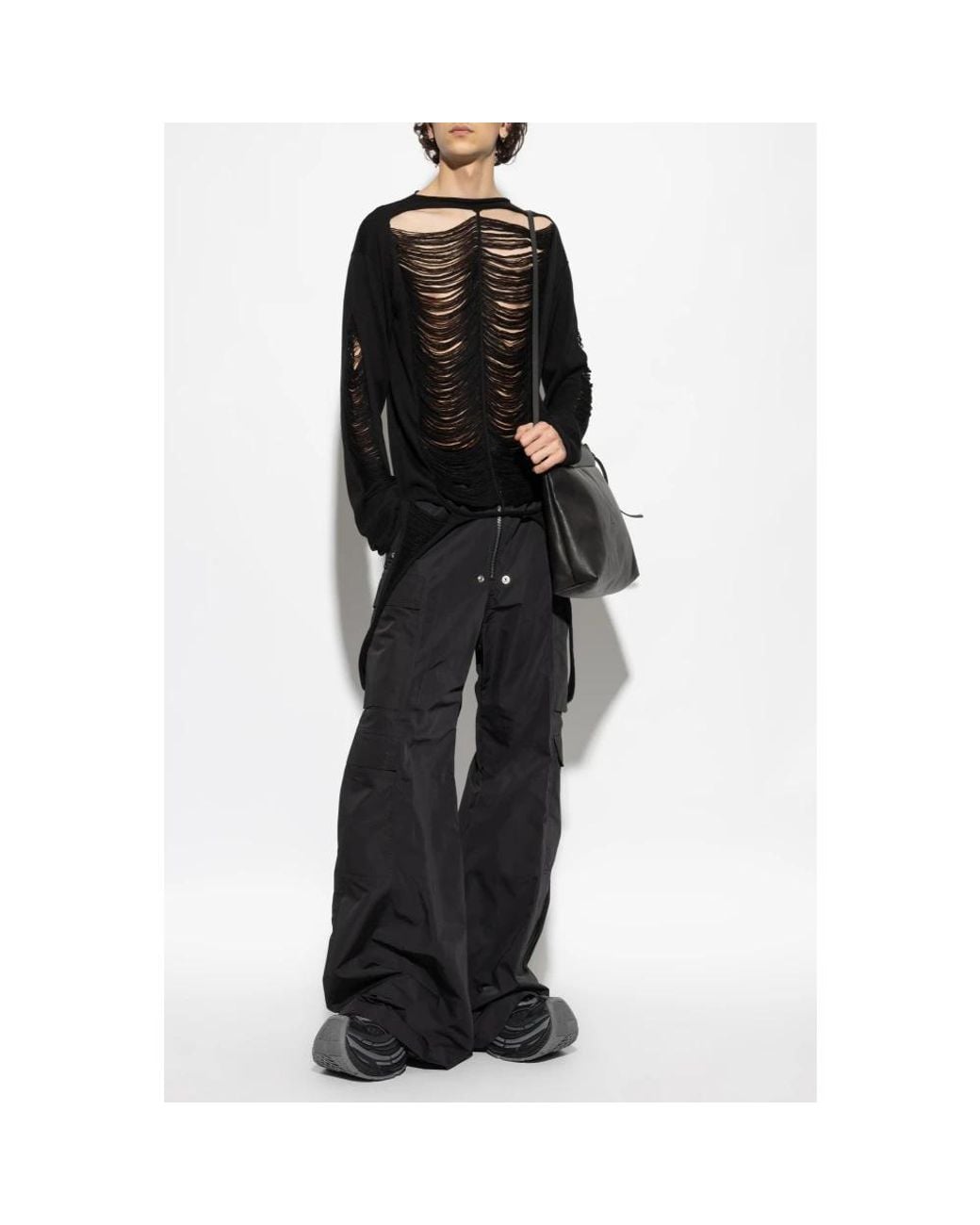 Round-Neck Knitwear Rick Owens de hombre de color Black