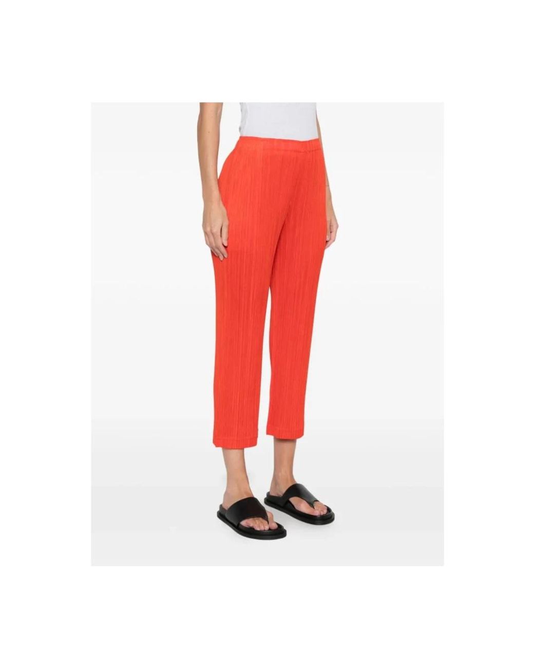 Issey Miyake Broeken ,Rood ,Polyester Geplooide Cropped Broek in het Red