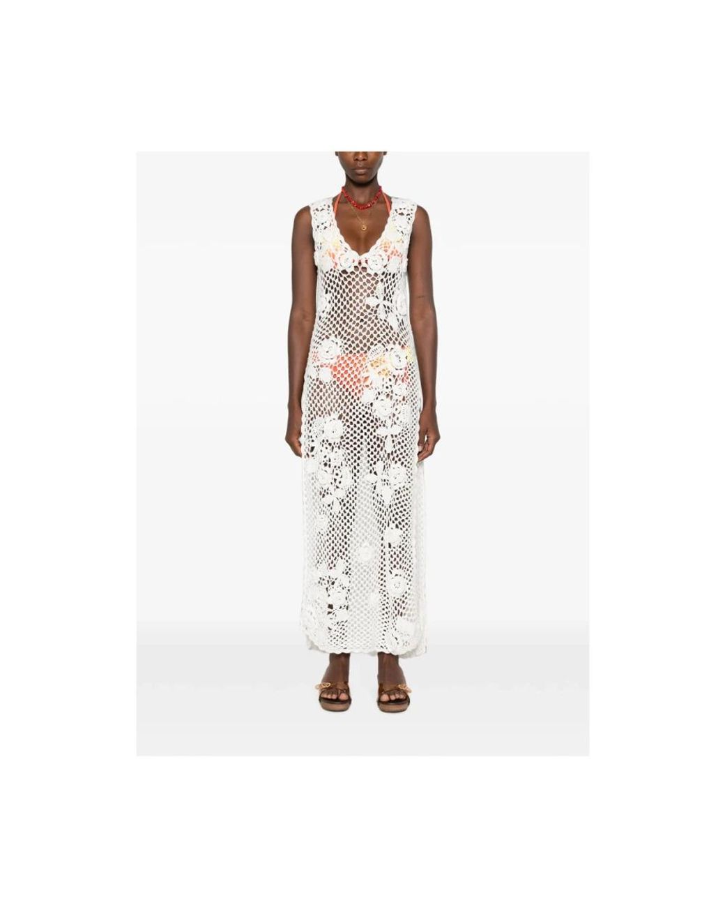 Ganni White Knitted Dresses