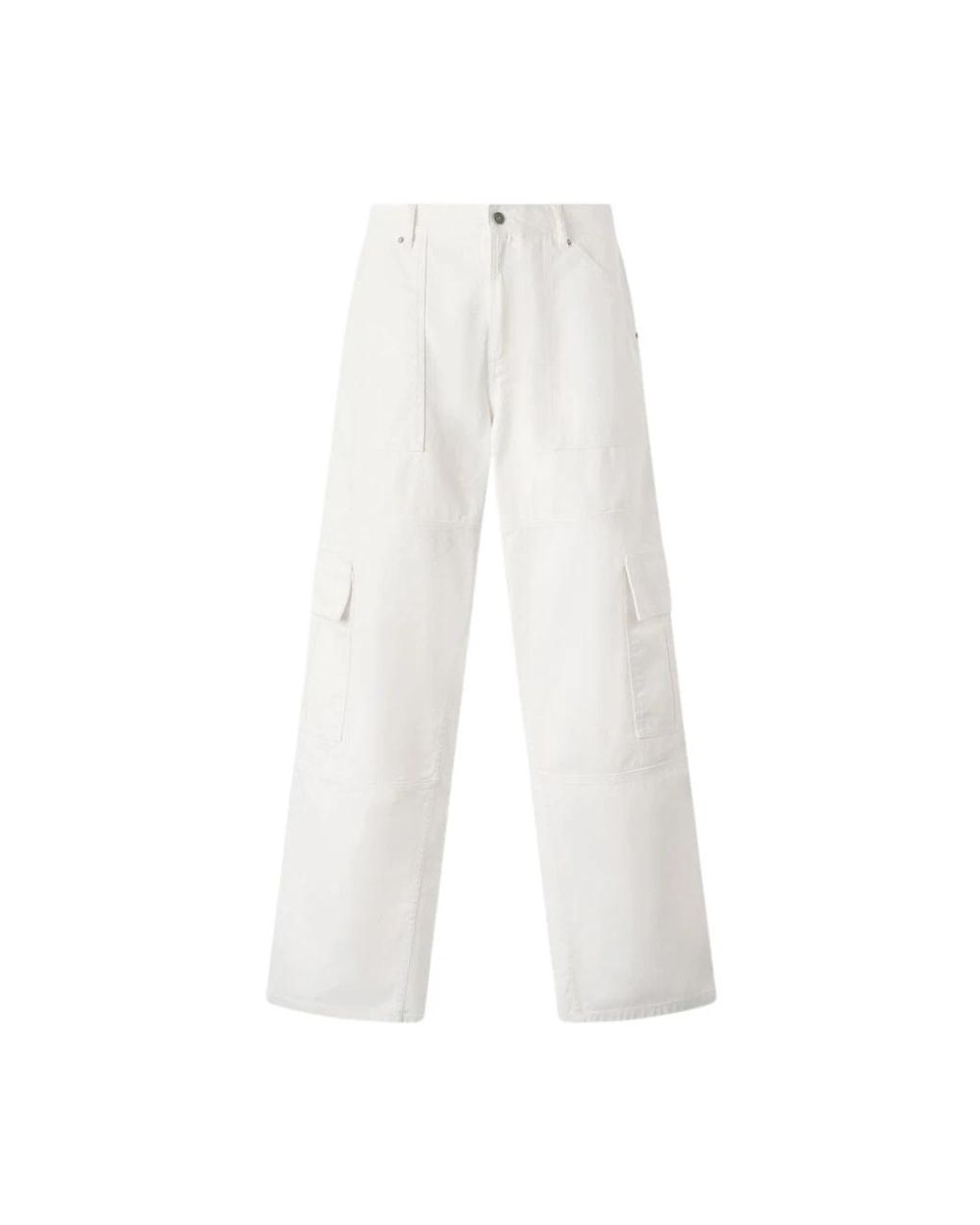 Roberto Cavalli White Straight Trousers for men