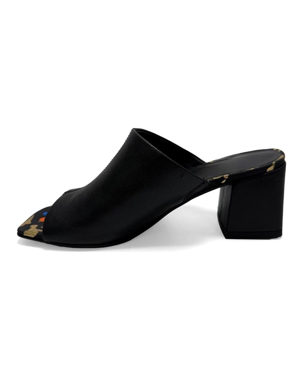 Linda Baumann Black Heeled Mules
