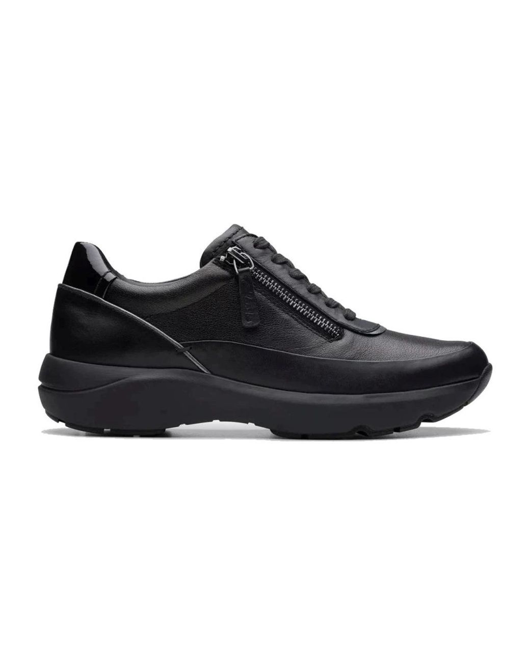 Clarks Schoenen ,Zwart ,Leer Leisure Sneakers in het Black