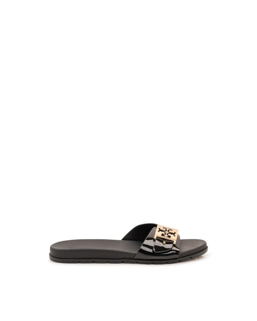 Tory Burch Black Mellow Buckle Slide Sandals