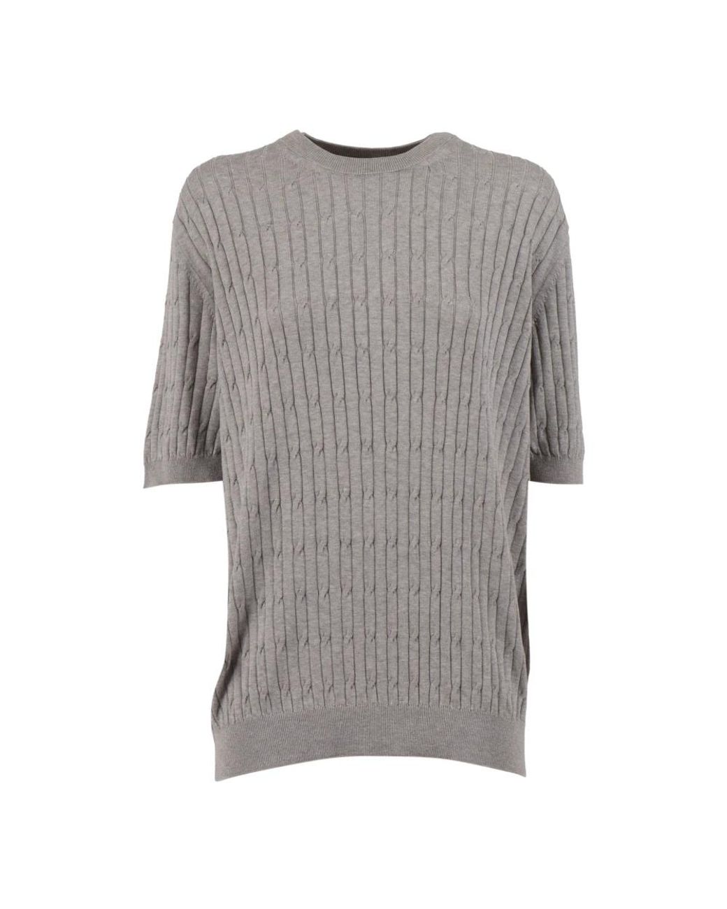 Peserico Gray Round-Neck Knitwear for men