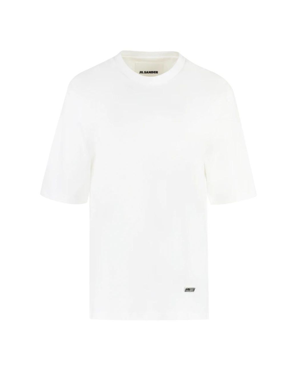 Jil Sander Tops ,Wit ,Katoen Geribbelde Katoenen Crew-Neck T-Shirt in het White