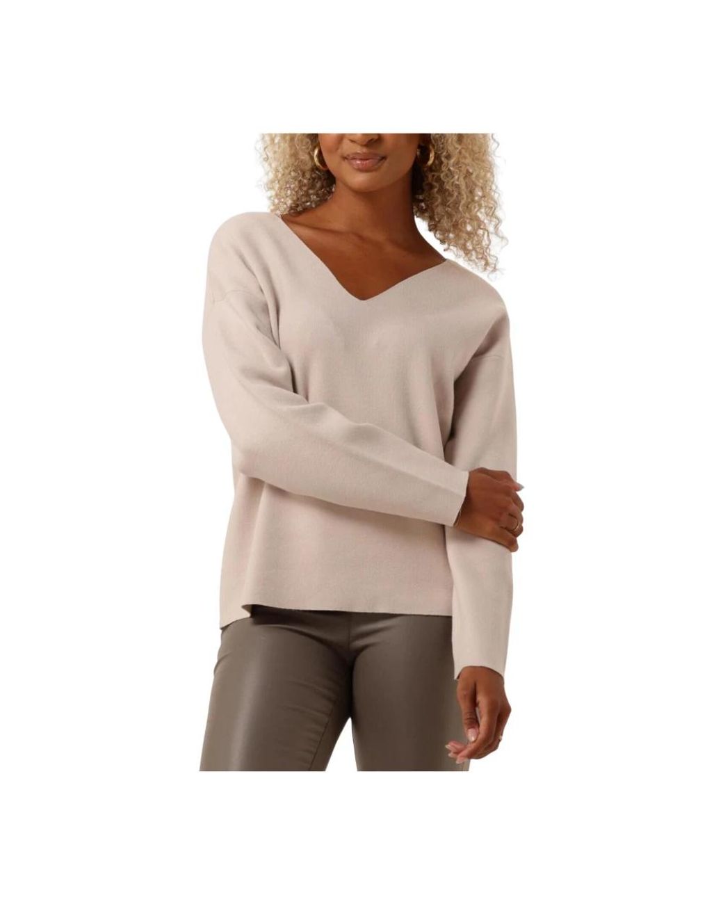 Object Objreynard V-Neck Pullover in het Natural