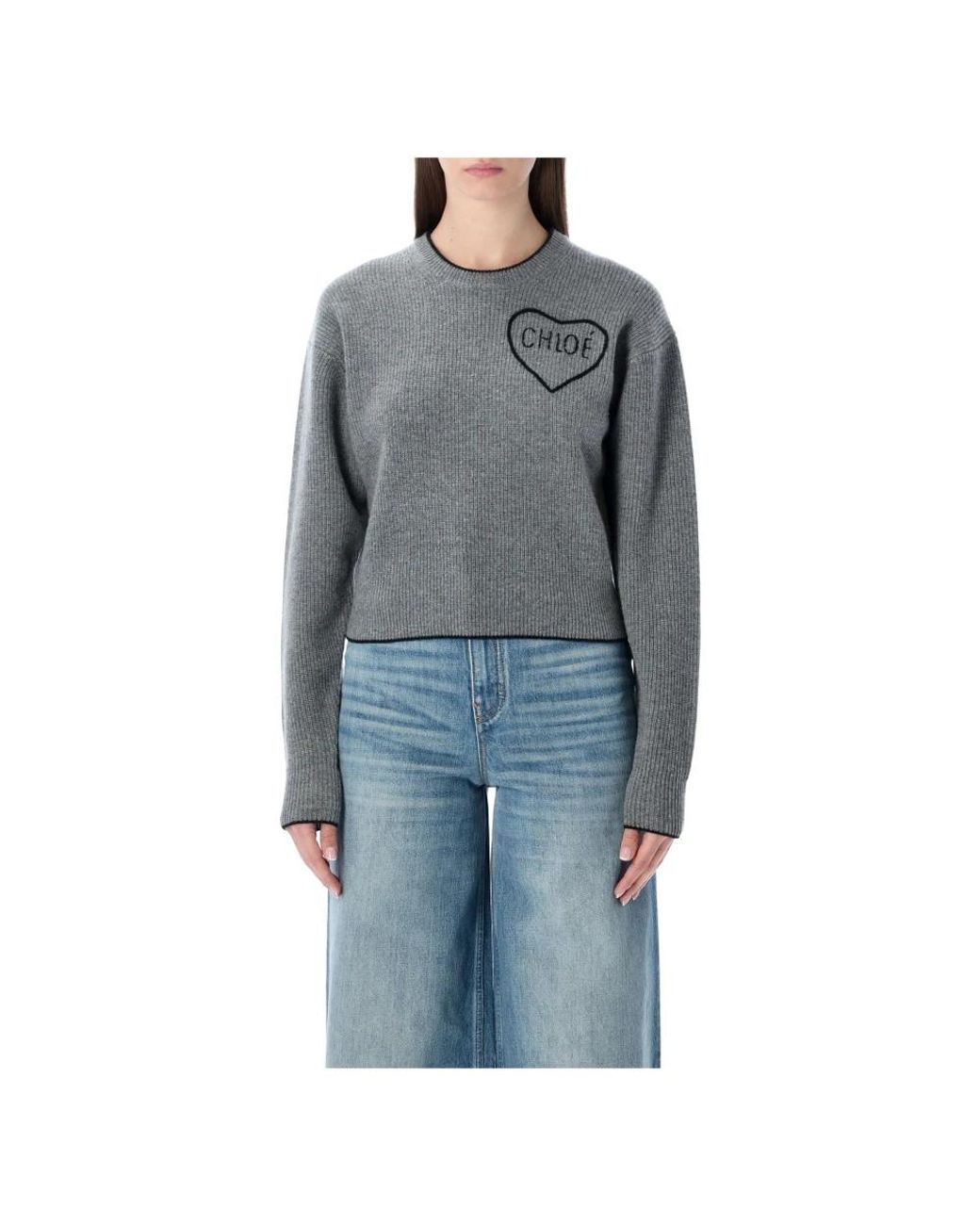 Chloé Gray Round-Neck Knitwear