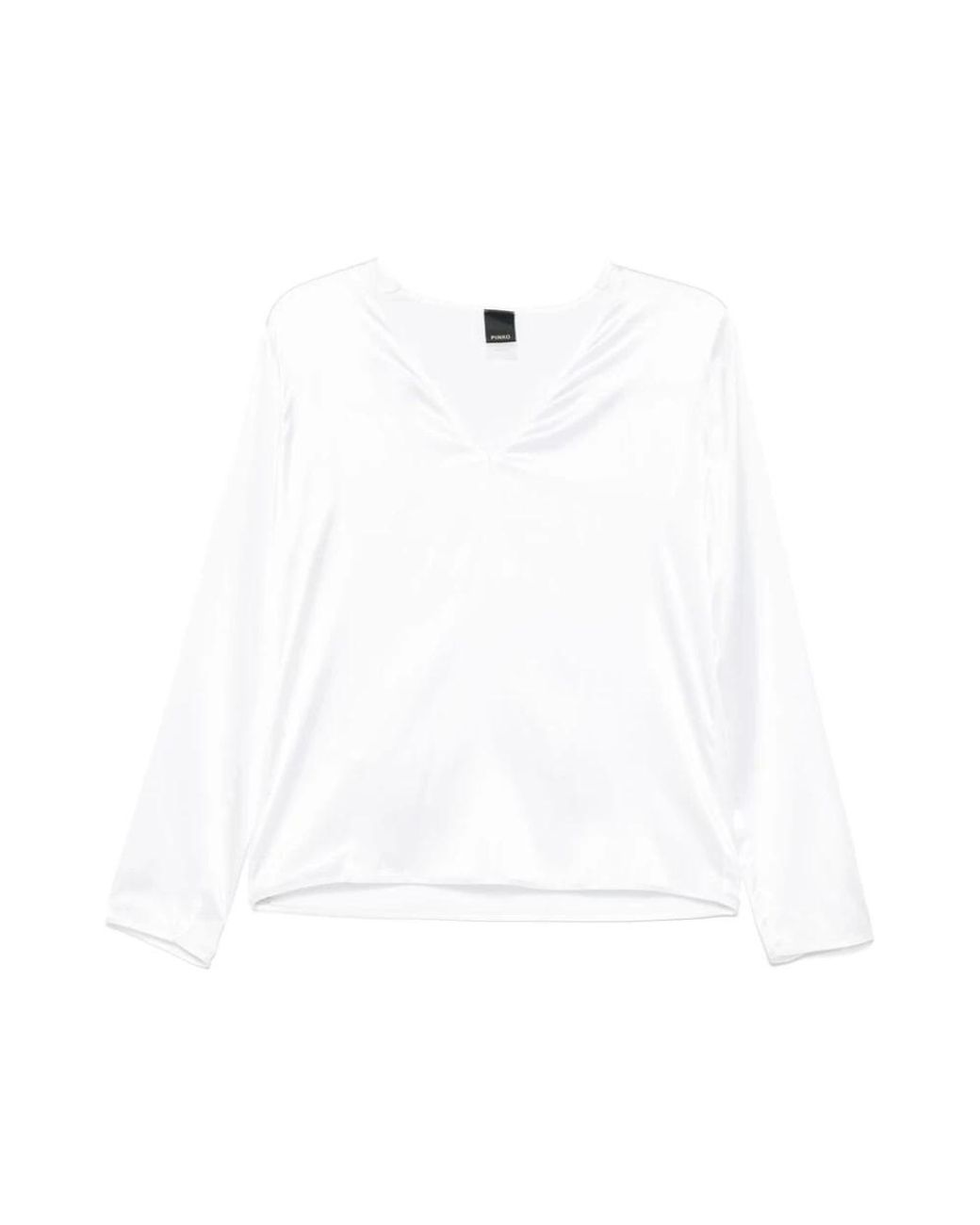 Pinko Overhemden ,Wit ,Katoen Witte Blouse Met V-Hals in het White